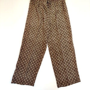 Vintage CLIO Silk Pants NWT Filene’s Drawstring Wide Leg Brown Cream Size L
